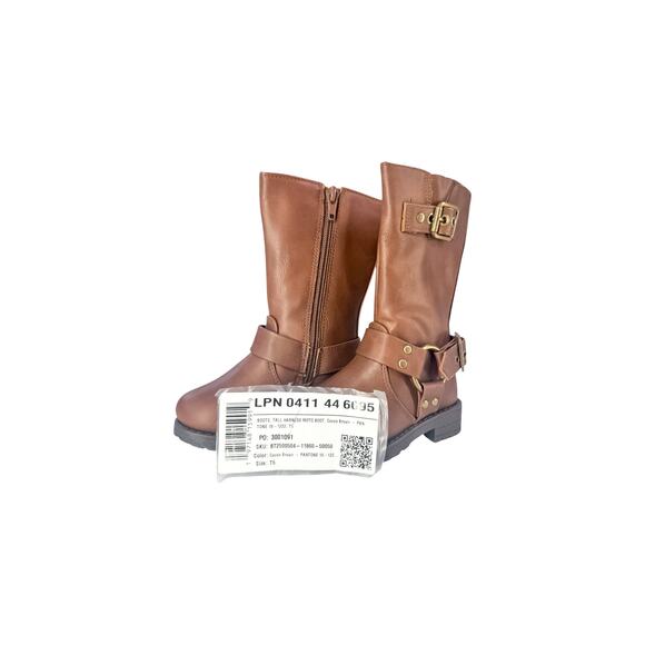 FabKids Brown Tall Harness Moto Boots - Size 5T - Picture 6 of 7